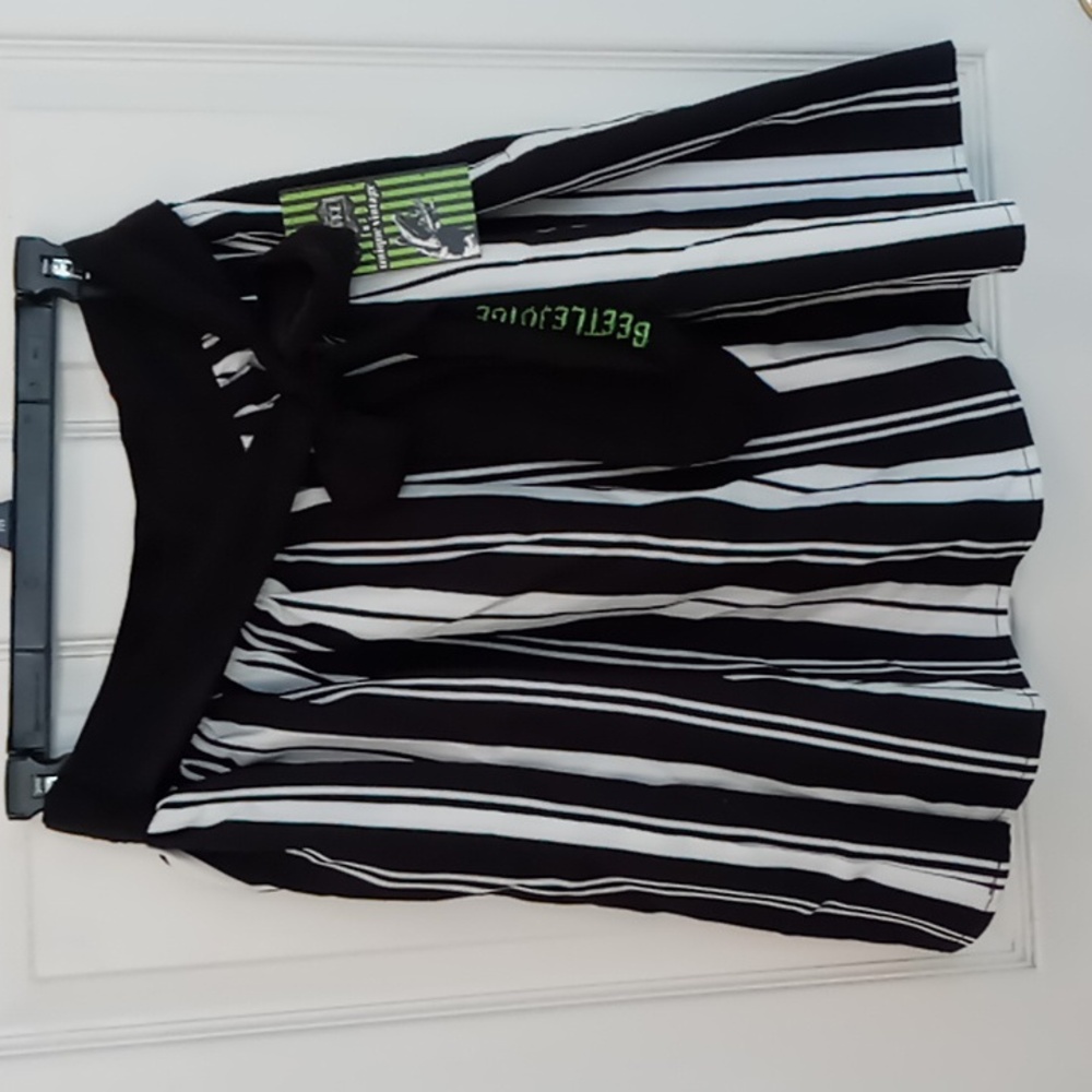 Unique Vintage Beetlejuice striped flare skirt